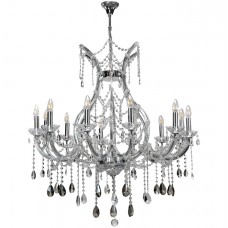 Φωτιστικό Κρεμαστό 12xE14 Μεταλλικό Κρύσταλλα και Γυαλί σε Οξυντέ 5248-12-O